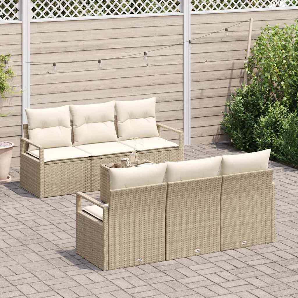Garten-Sofa-Set mit Kissen mit Speicher 7 pcs Beige und Creme